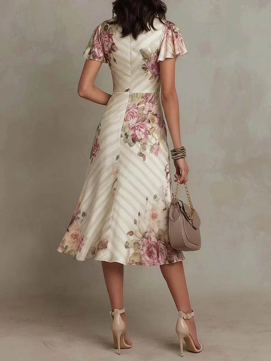 Alba | Vestido Midi Wrap Floral Elegante con Fruncidos