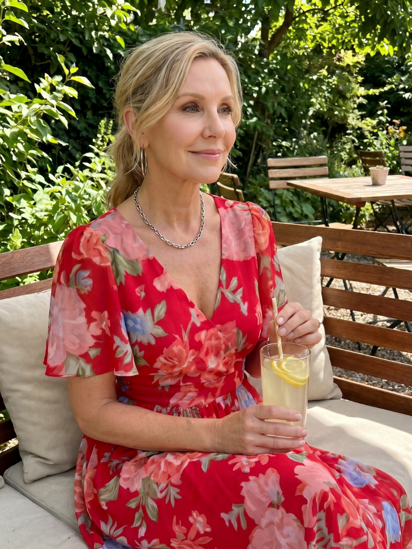 Mirabel | Vestido midi con estampado floral, mangas con volante y cintura fruncida