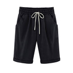 Danae & Melina - Bermudas de algodón con cintura elástica y cordón hasta la rodilla