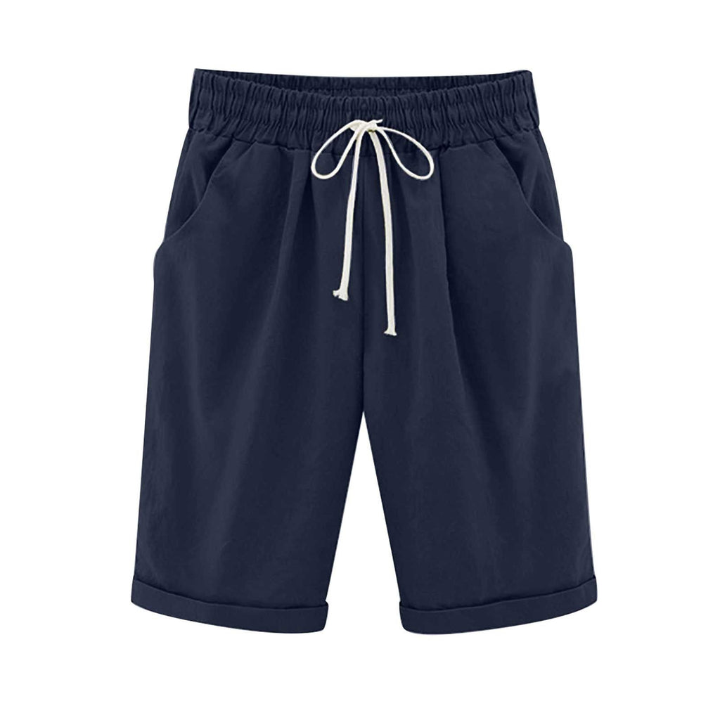 Danae & Melina - Bermudas de algodón con cintura elástica y cordón hasta la rodilla