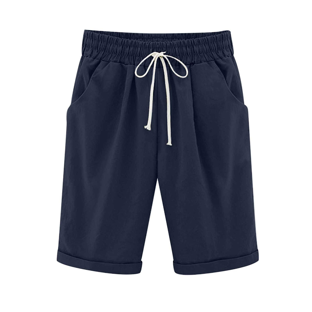 Danae & Melina - Bermudas de algodón con cintura elástica y cordón hasta la rodilla