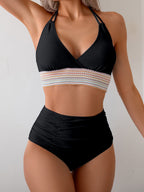 Danae & Melina - Conjunto de bikini de dos piezas con tirantes y efecto moldeador en bloques de color