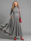 Lana | Vestido midi de manga larga con cuello alto y cintura marcada