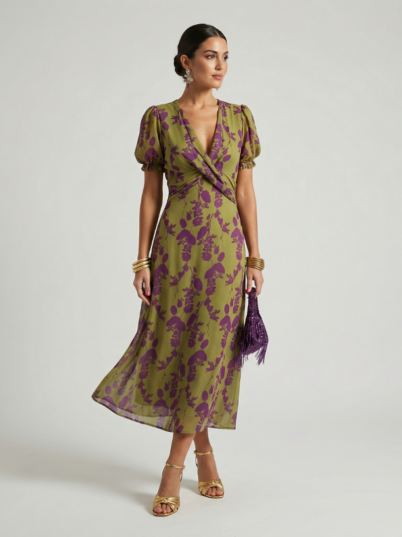 VIREL | Vestido midi floral de corte relajado