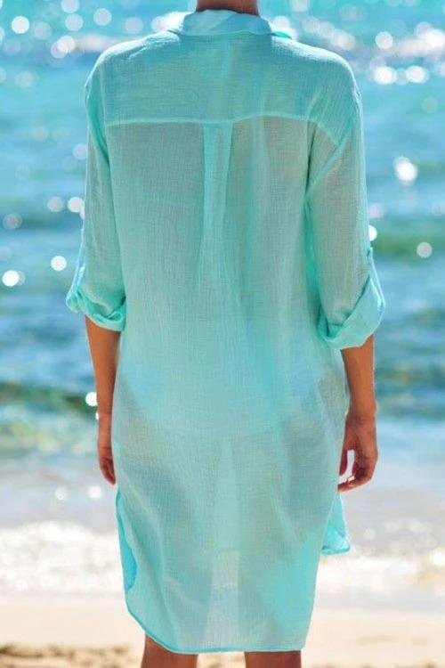 Danae & Melina - Camisola blanca larga con bolsillos y manga larga