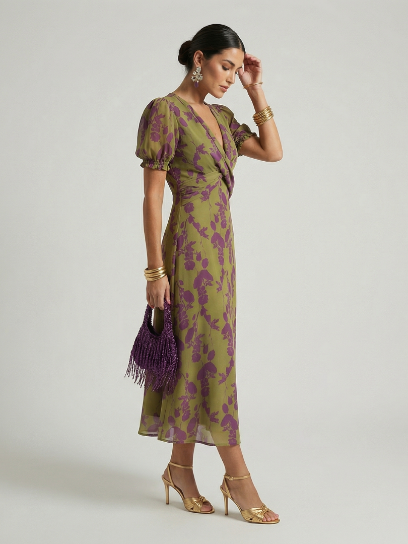 VIREL | Vestido midi floral de corte relajado