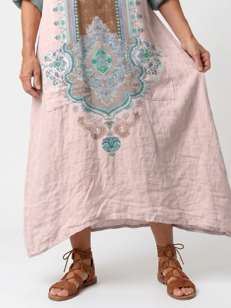 Kenza | Midi φόρεμα με χαλαρή εφαρμογή και τσέπες, Designer Panel