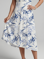 Kael | Vestido midi con escote en V y delicado estampado botánico