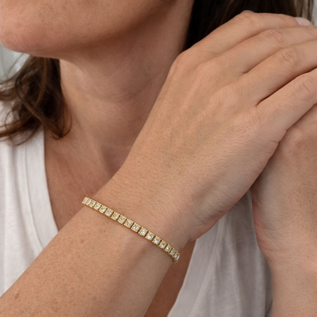 Pulsera tenis cuadrada