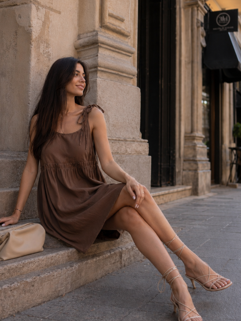 Bronwen | Vestido mini de un solo hombro con cintura elástica