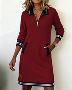 Dorellia | Casual Long Sleeve Dress with Zip Closure