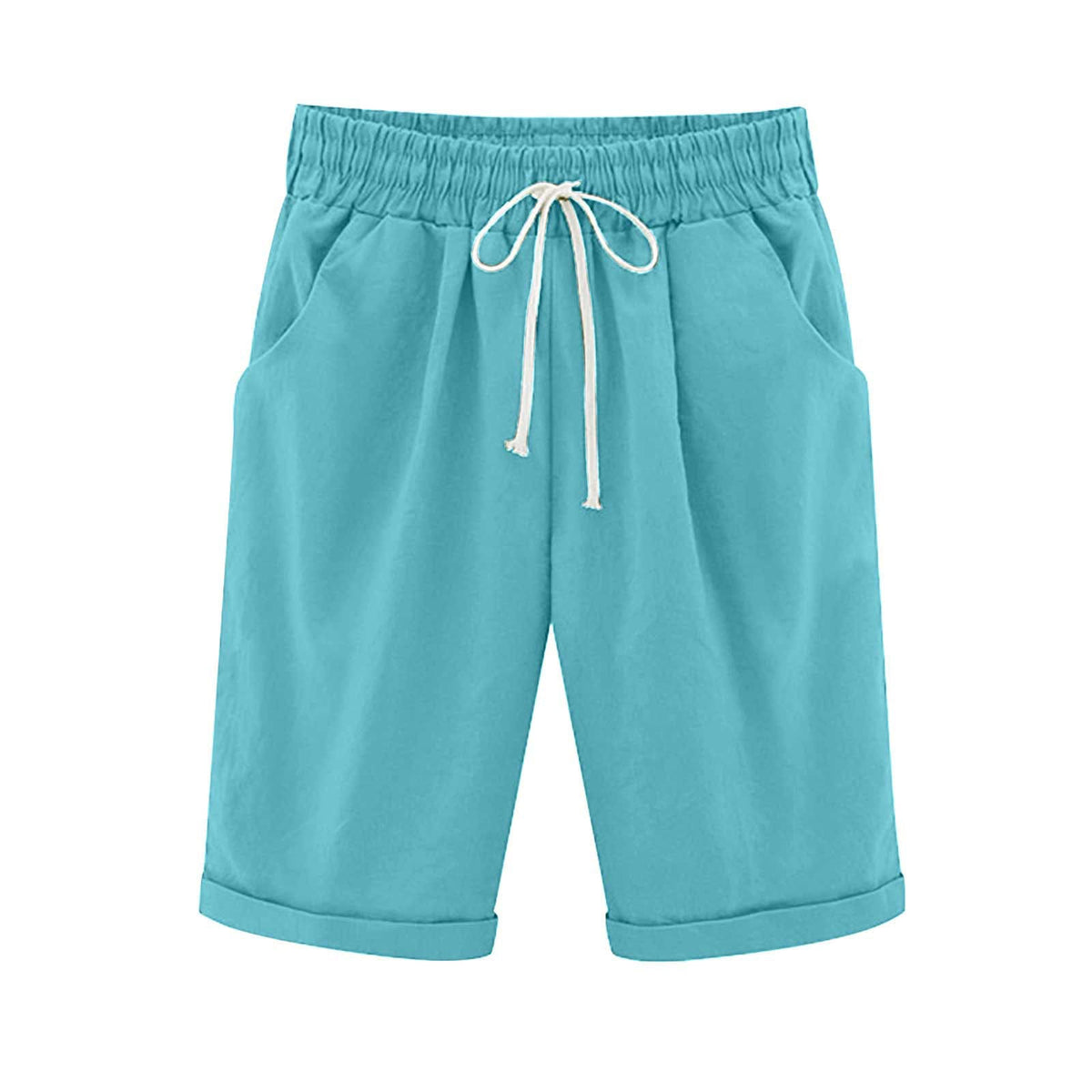 Danae & Melina - Bermudas de algodón con cintura elástica y cordón hasta la rodilla