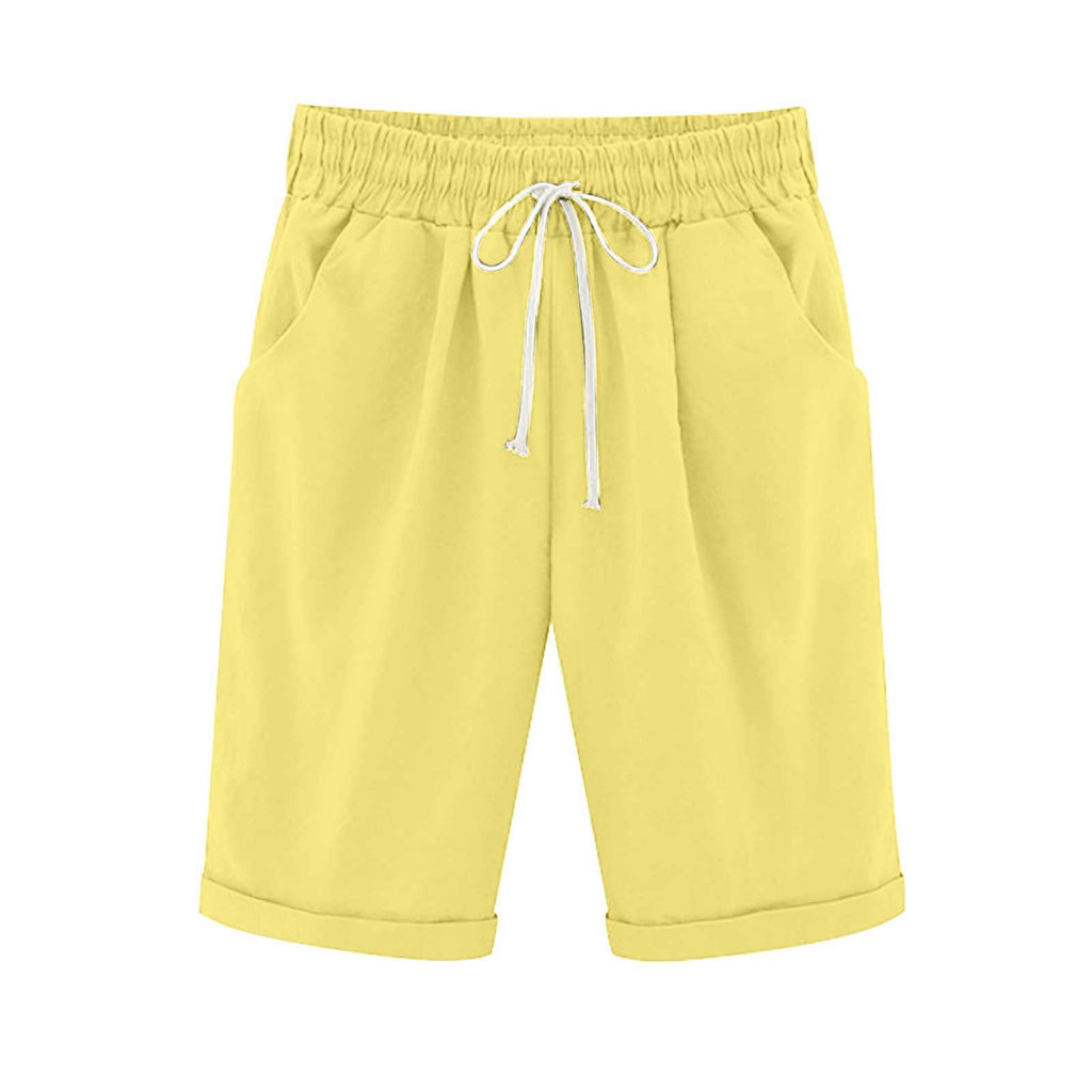 Danae & Melina - Bermudas de algodón con cintura elástica y cordón hasta la rodilla