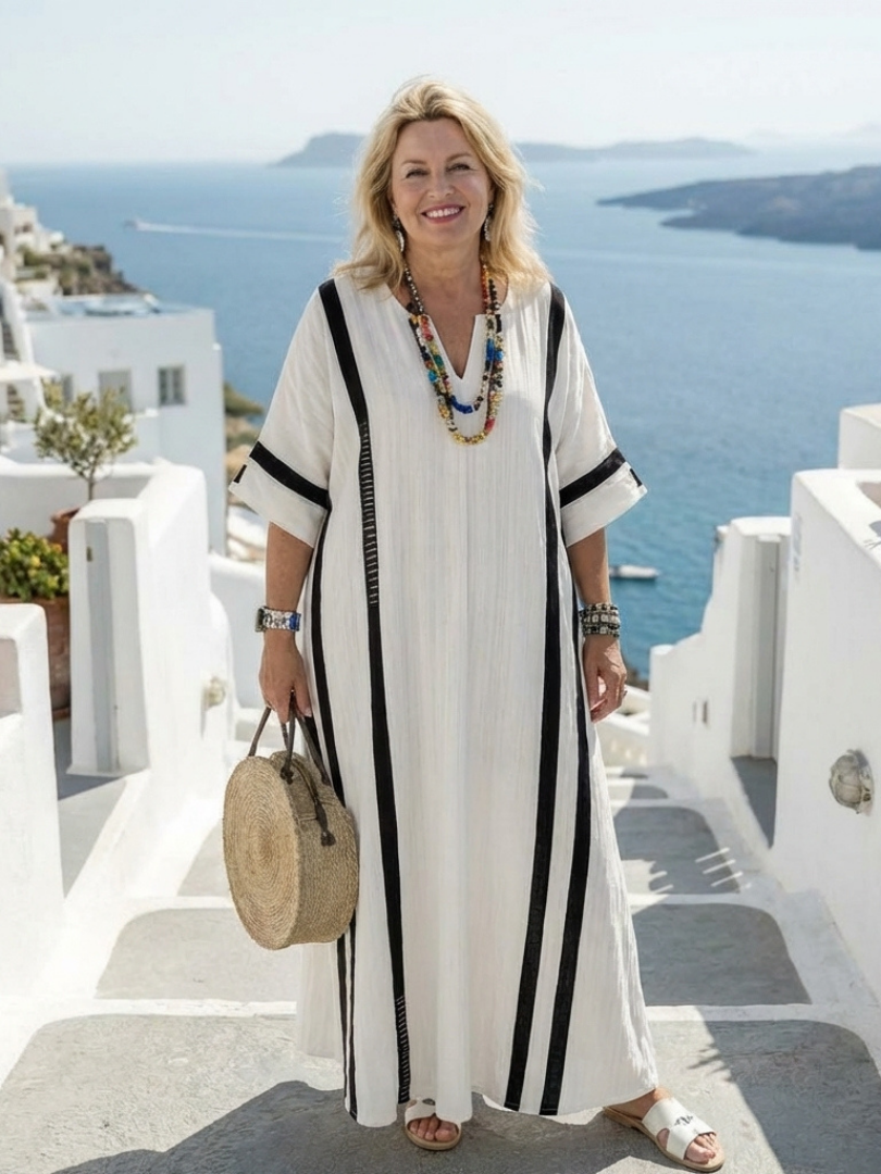 Elvienne | Μάξι φόρεμα με ρίγες σε color block