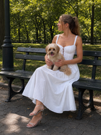 Neime | Vestido midi sin mangas con botonadura frontal y falda evasé