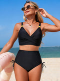 Danae & Melina - Conjunto de bikini de cintura alta con cordón, efecto moldeador y tiras cruzadas