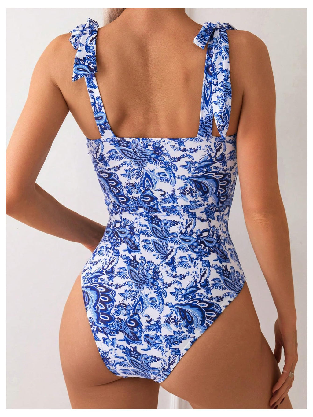 Danae & Melina - Bañador de una pieza moldeador, cuello en V, estilo boho con hombro atado y fruncido