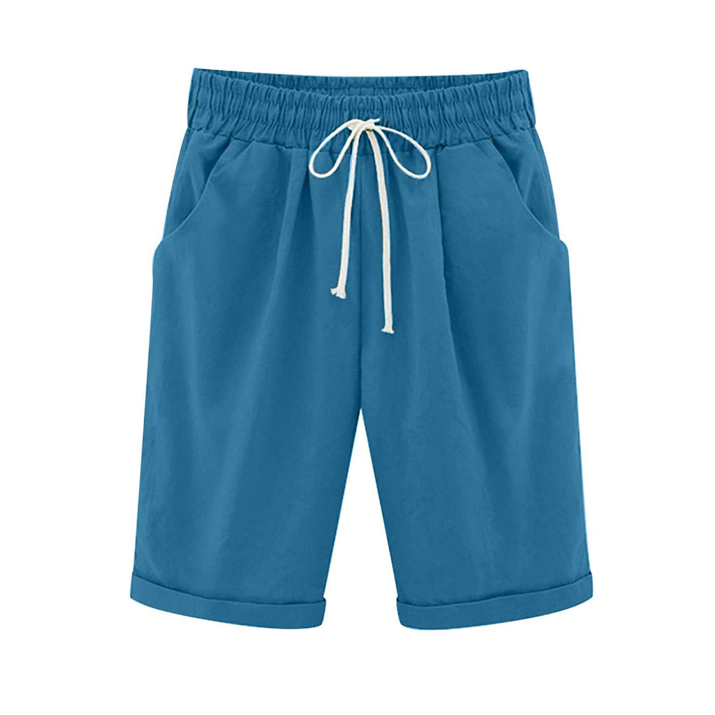 Danae & Melina - Bermudas de algodón con cintura elástica y cordón hasta la rodilla