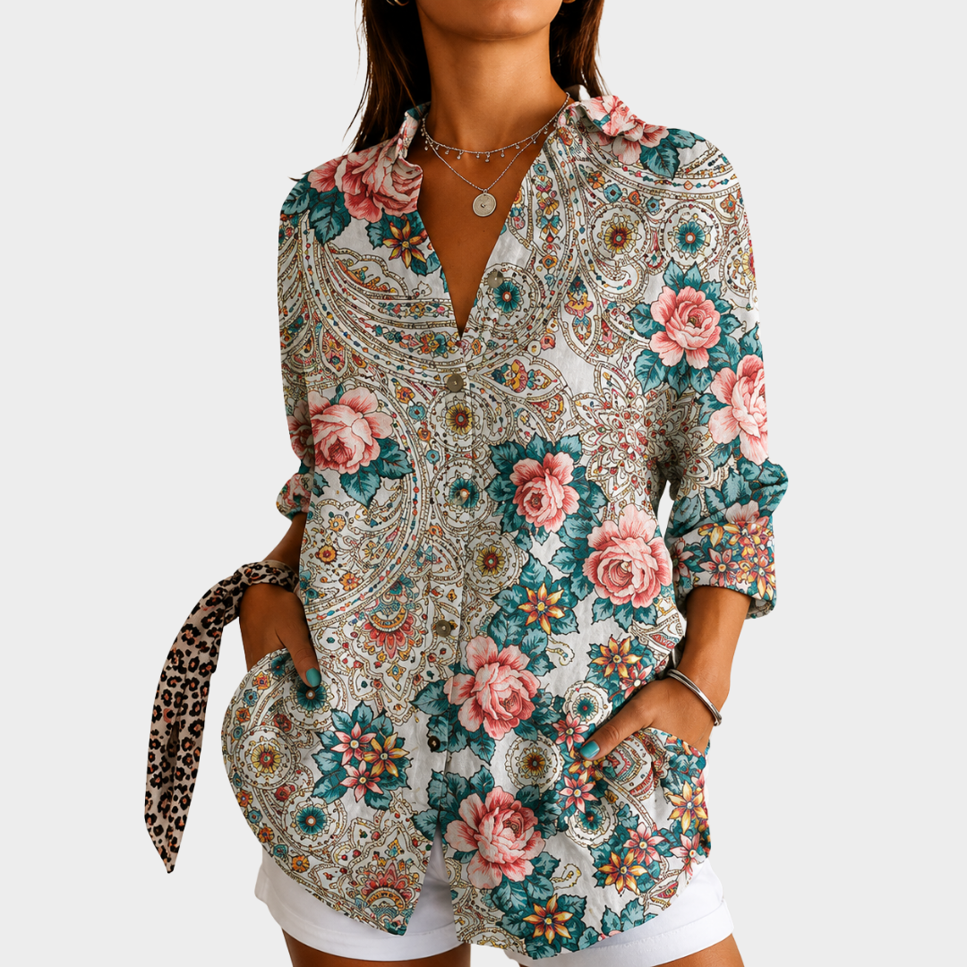 Vintage Ροζ Μπλούζα Paisley