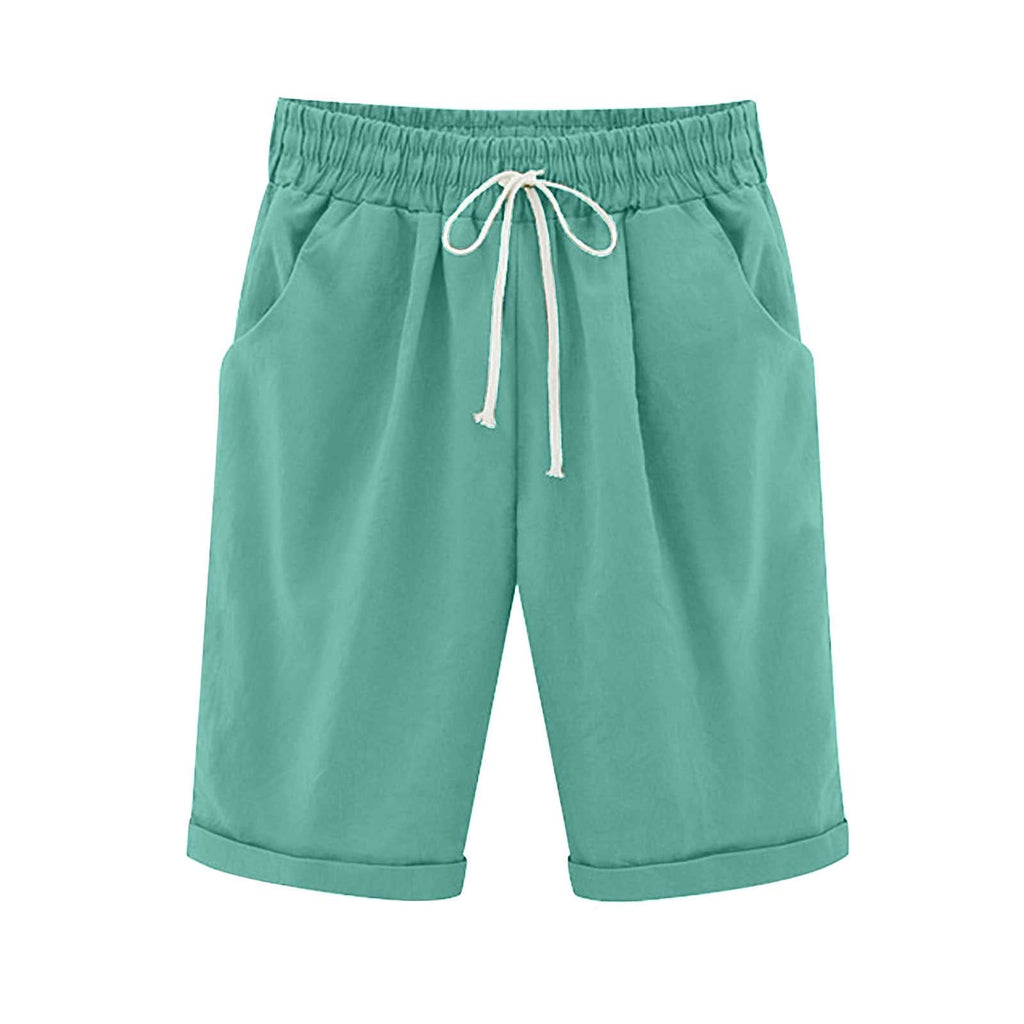 Danae & Melina - Bermudas de algodón con cintura elástica y cordón hasta la rodilla