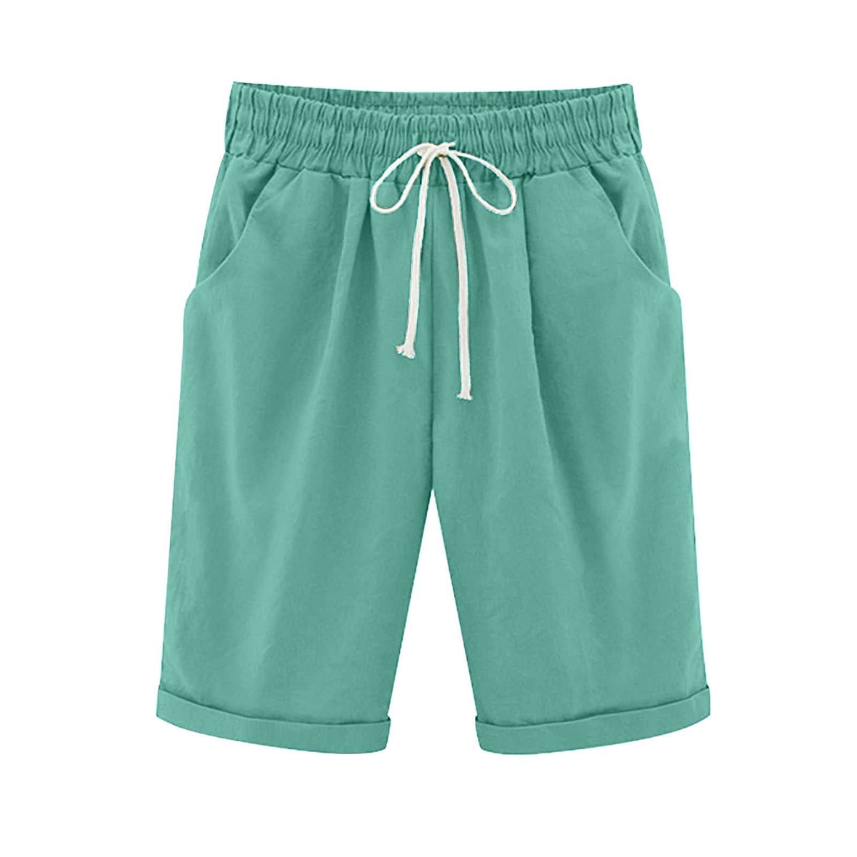 Danae & Melina - Bermudas de algodón con cintura elástica y cordón hasta la rodilla