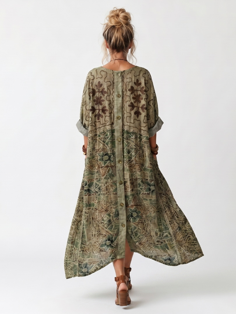 Αλέτα | Oversized Μίντι Φόρεμα με Κουμπιά και Τσέπες