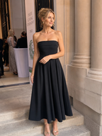 Elove | Vestido midi sin tirantes con corpiño estructurado