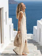 Marune | Vestido Maxi sin Mangas con Capucha