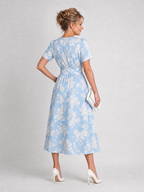 Marion | Vestido midi con estampado floral, escote en V y mangas cortas