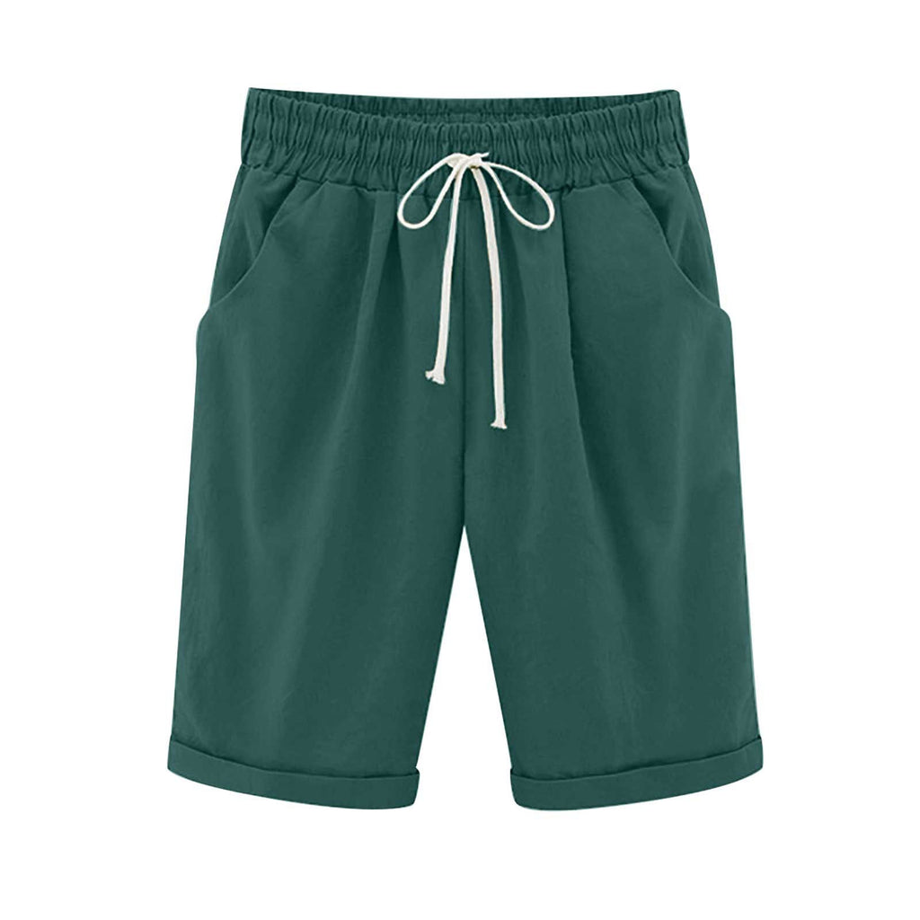 Danae & Melina - Bermudas de algodón con cintura elástica y cordón hasta la rodilla