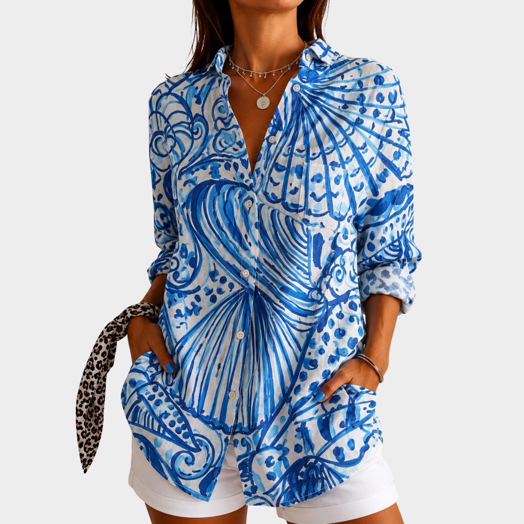 Camisa Estampado de Conchas Marinas