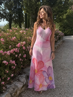 Nemen | Vestido midi fluido sin mangas con delicado estampado floral en acuarela