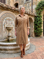 Pema | Vestido midi de manga larga con bolsillos tipo parche