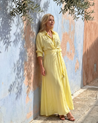Άννα | Ριπ φόρεμα μίντι με γιακά πουκαμίσου, μακριά μανίκια και ζώνη