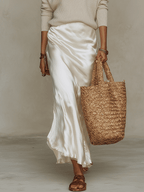 Elpida | Effortless Ivory Knit & Satin Midi Ensemble