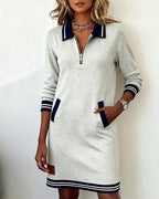 Dorellia | Casual Long Sleeve Dress with Zip Closure