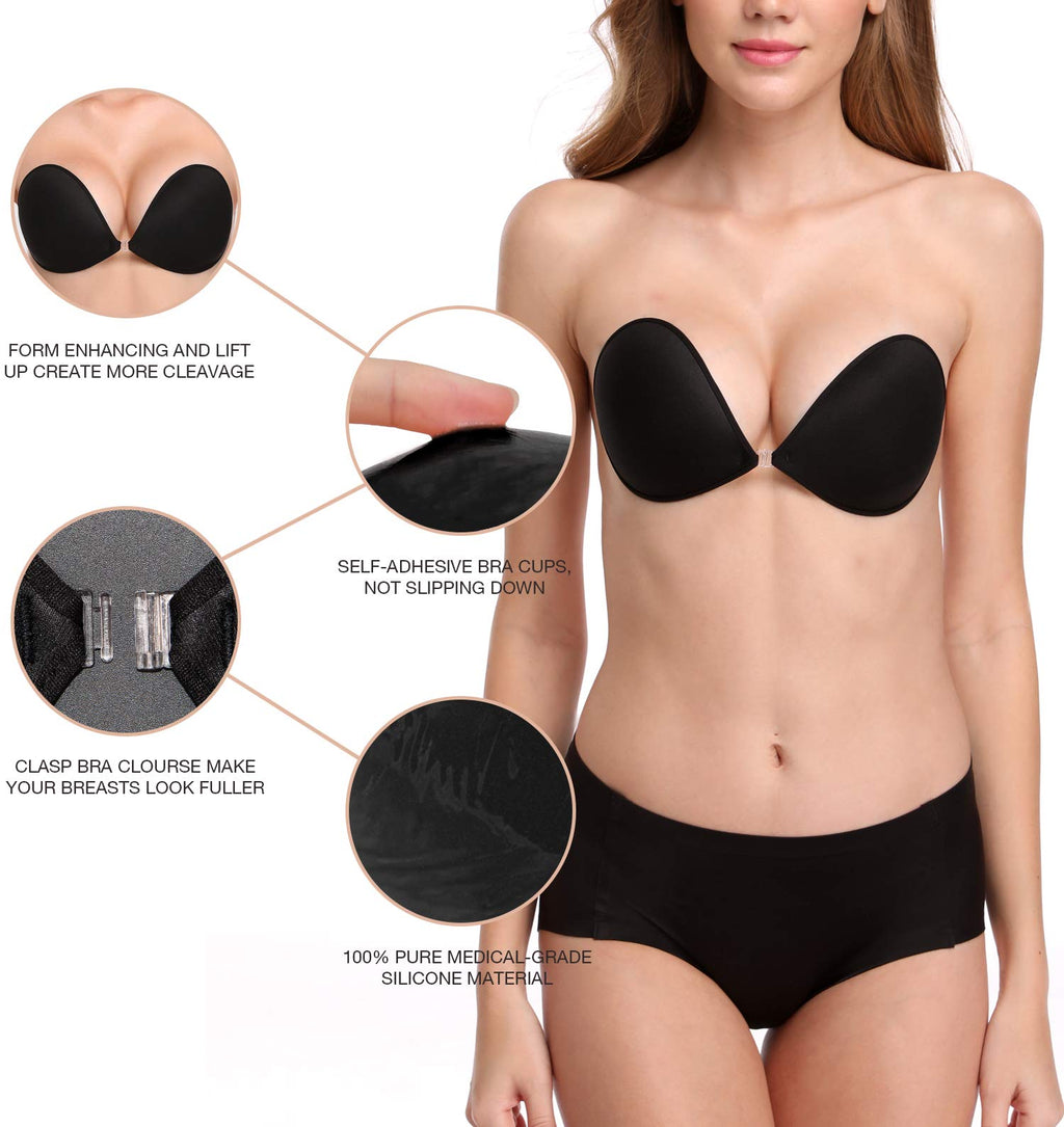 Danae & Melina - Sujetador adhesivo reutilizable sin tirantes de silicona push-up invisible
