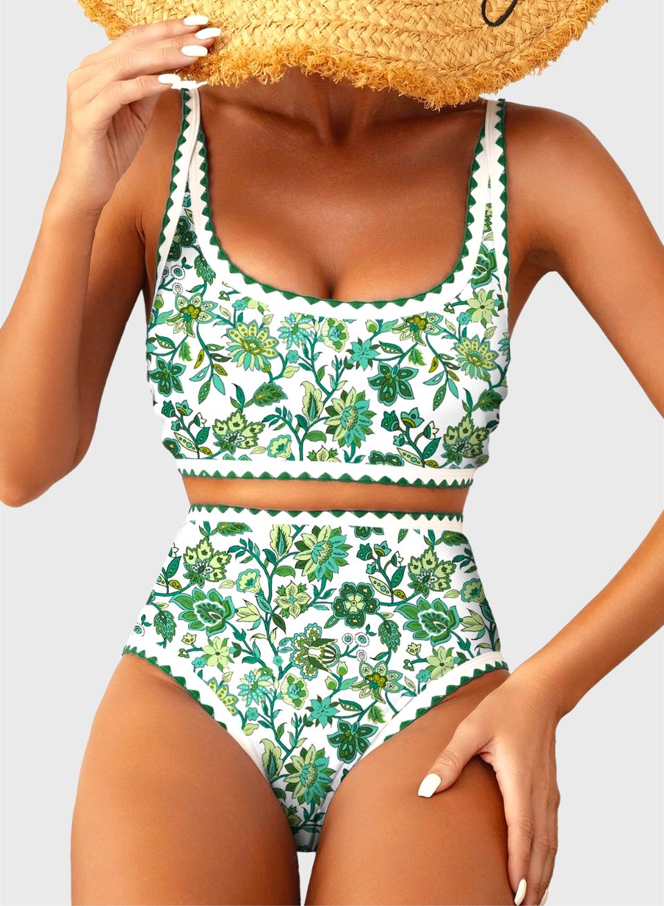 Danae & Melina - Conjunto de bikini de dos piezas con estampado floral y cintura alta