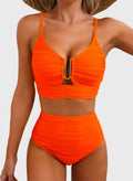 Danae & Melina - Bikini de dos piezas verano 2026, corte en U, cintura alta - Naranja