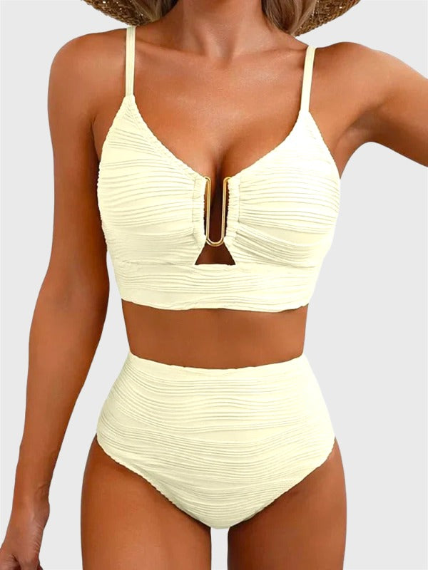 Danae & Melina - Bikini de dos piezas verano 2026, corte en U, cintura alta - Beige