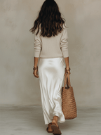 Elpida | Effortless Ivory Knit & Satin Midi Ensemble