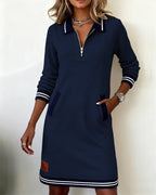 Dorellia | Casual Long Sleeve Dress with Zip Closure
