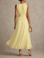 Isabel | Vestido Maxi Roxanne con Cintura Fruncida y Sin Mangas