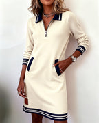 Dorellia | Casual Long Sleeve Dress with Zip Closure