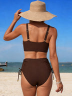 Danae & Melina - Conjunto de bikini de cintura alta con cordón, efecto moldeador y tiras cruzadas