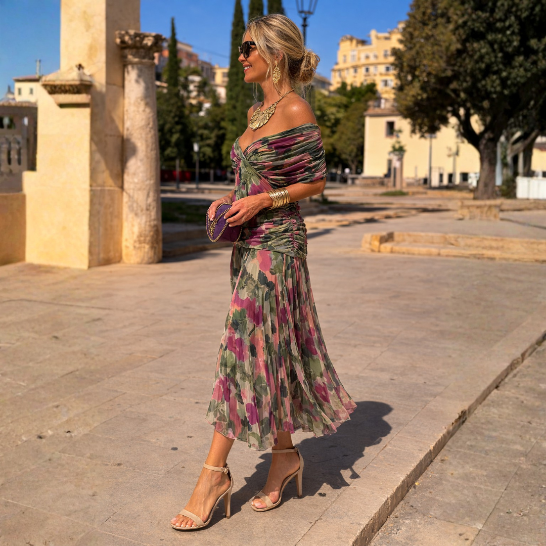 MIKAELA | Μάξι φόρεμα με ντεκολτέ Bardot