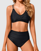 Danae & Melina - Conjunto de bikini de cintura alta con push-up, wrap y efecto moldeador