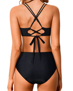Danae & Melina - Conjunto de bikini de cintura alta con push-up, wrap y efecto moldeador