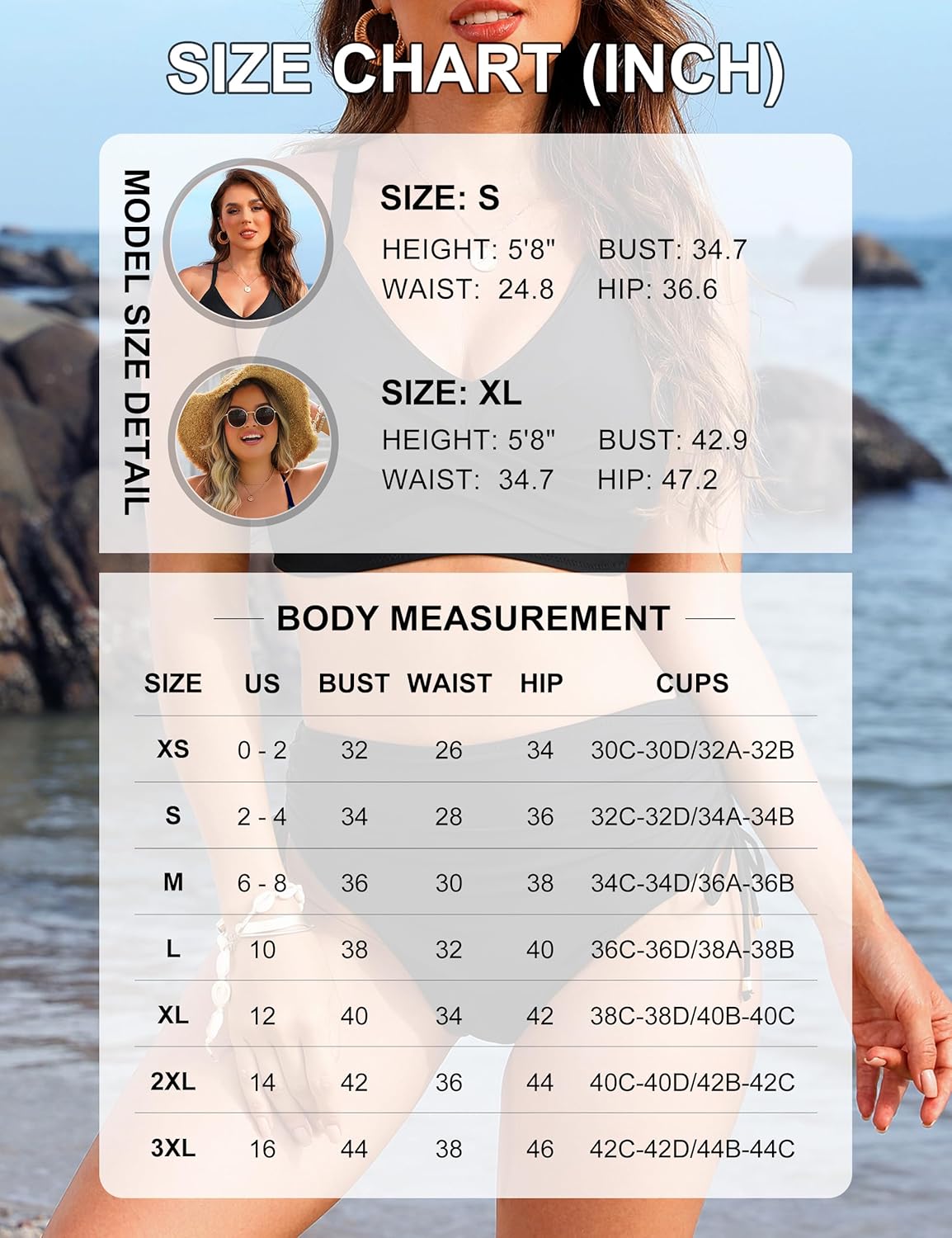 Danae & Melina - Conjunto de bikini de cintura alta con cordón, efecto moldeador y tiras cruzadas