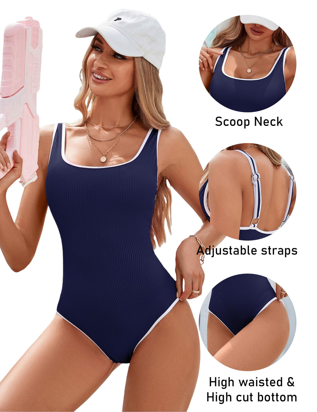 Danae & Melina - Bañador de una pieza deportivo con tiras ajustables en bloques de color y corte alto